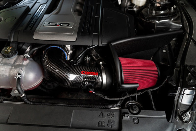 مدخل هواء من ألياف الكربون لسيارة فورد موستانج GT 5.0 لتر V8 كورسا 2018-2023 مع فلتر دراي تيك ثلاثي الأبعاد