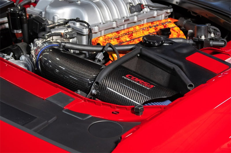 مدخل هواء من ألياف الكربون لسيارة كورسا دودج تشالنجر SRT/Hellcat/Redeye/Demon موديلات 2019-2023 مع فلتر DryTech