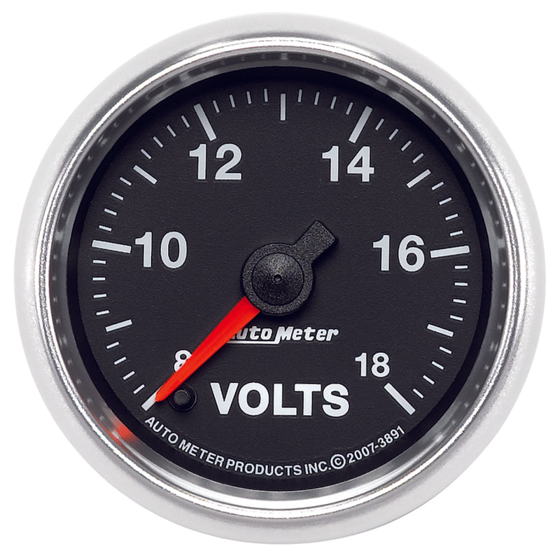 مقياس الجهد الكهربائي GS Series 2-1/16 بوصة من Autometer، 18 فولت، مقياس الجهد الكهربائي الكامل