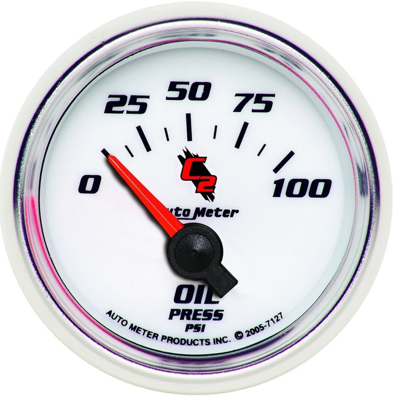مقياس ضغط الزيت الكهربائي Autometer C2 مقاس 52 مم، 0-100 رطل/بوصة مربعة