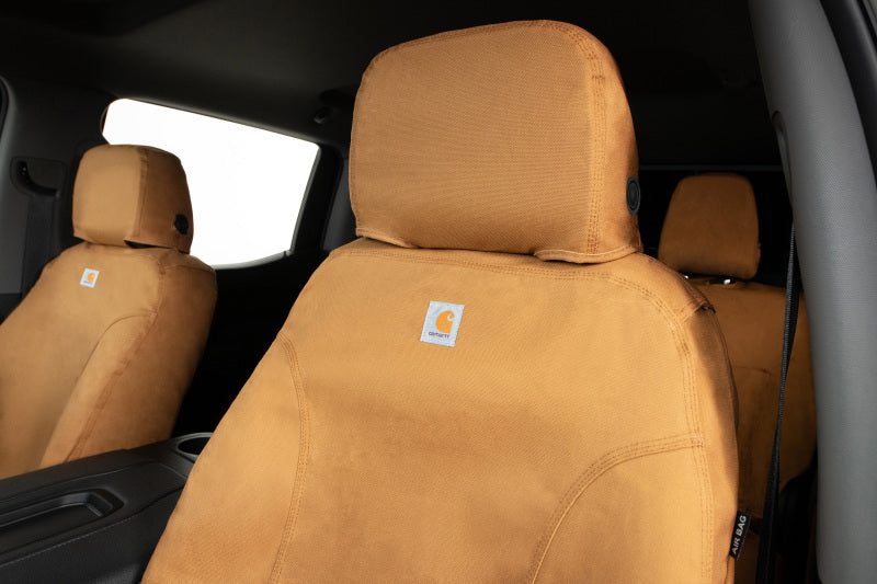 Covercraft 19-24 Chevrolet Silverado Carhartt SeatSaver Custom Front Row Seat Covers - Brown