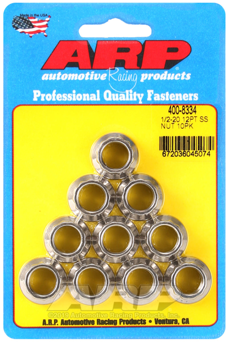مجموعة صواميل ARP 1/2 بوصة × 20 SS 12 نقطة (10/عبوة)