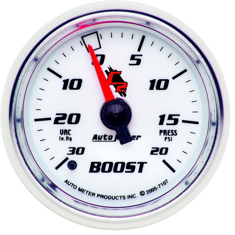 مقياس فراغ ميكانيكي معزز Autometer C2 مقاس 52 مم و30 بوصة زئبق/20 رطل لكل بوصة مربعة
