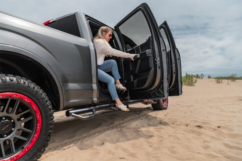 N-Fab Nerf Step 15-17 Ford F-150 SuperCrew 5.5ft Bed - Tex. Black - Bed Access - 3in