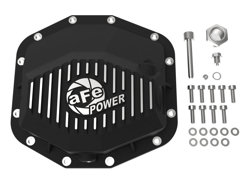 غطاء ترس خلفي أسود اللون لسيارة aFe POWER 21-22 Ram1500 TRX Hemi V8 6.2L PRO Series مع زعانف ميكانيكية وزيت تروس