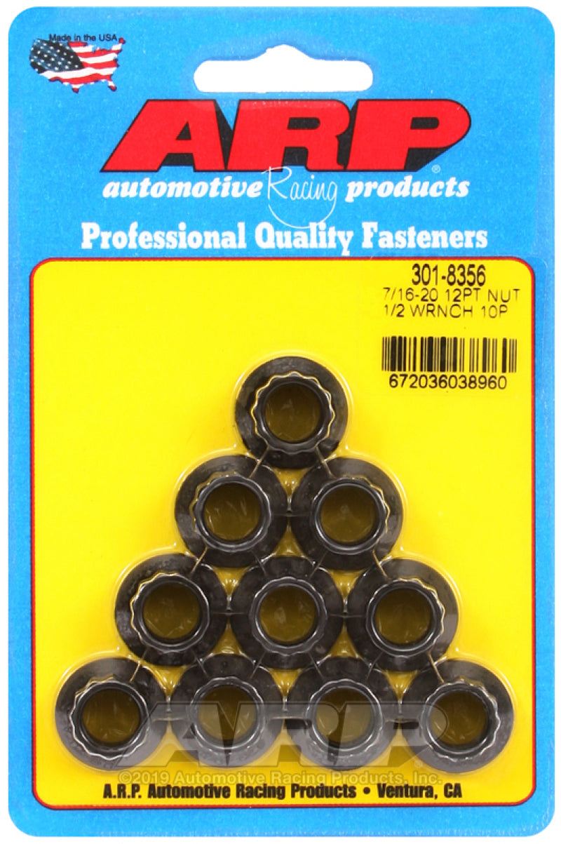طقم صواميل ARP 7/16-20 1/2 مقبس 12 نقطة (عبوة من 10 قطع)