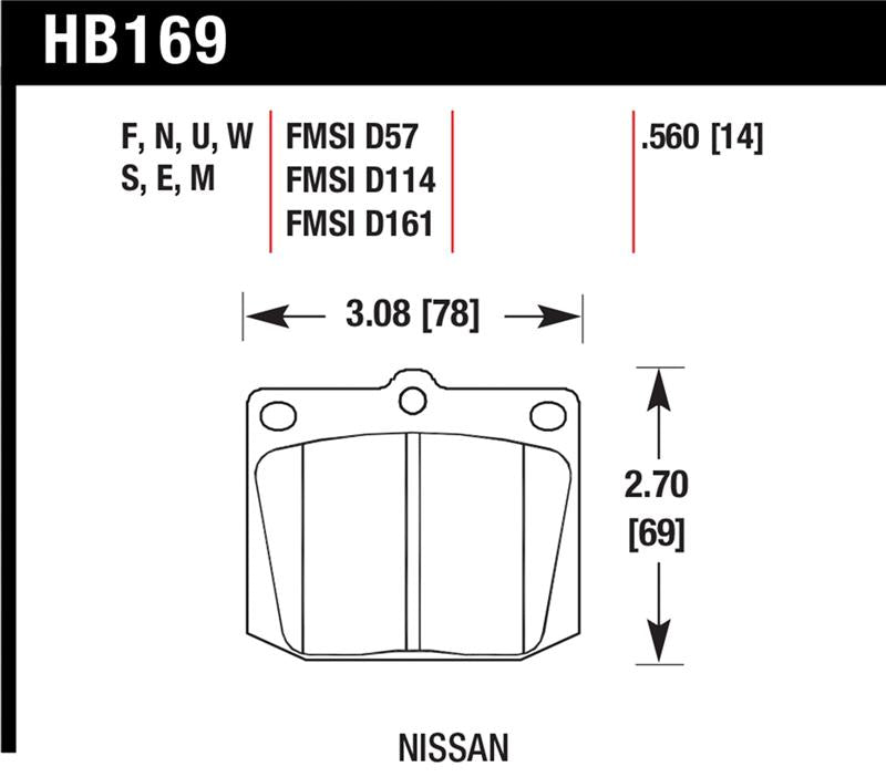 Hawk Nissan 810/240Z/260Z/280Z/620 / Toyota Corona/Cressida/Crown/Pickup Blue 9012 Front Race Pads