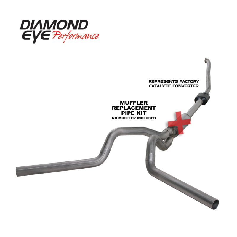 طقم عين الماس 4 بوصة TB MFLR أنبوب RPLCMENT مزدوج من الفولاذ المقاوم للصدأ 94-97 5 7 3L F250/F350 PWRSTROKE NFS W CARB STDS