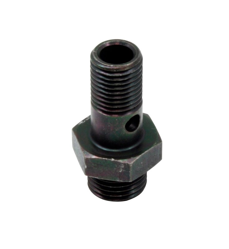 AEM High Volume Fuel Rail Banjo Fitting w/ Hole - Male -6AN ORB thread (9/16in -18)