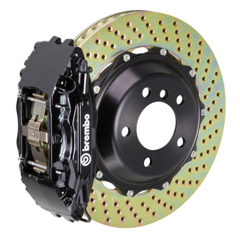بريمبو 89-93 348/94-99 F355 أمامي GT BBK 4 مكابس مصبوبة قطعتان 332 × 32 قطعتان دوار مثقوب - أسود