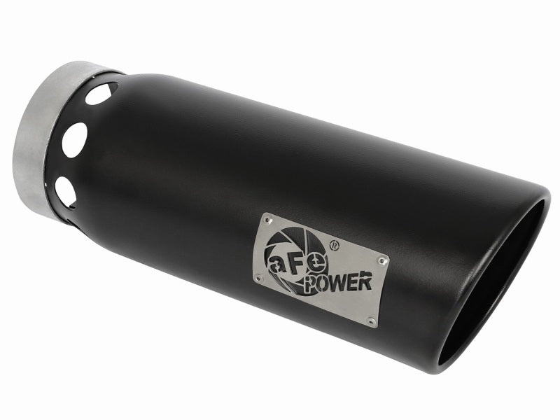 أنبوب عادم aFe MACHForce XP Cat-Back SS-304 مقاس 5 بوصات متداخل، مقاس 5 بوصات في الداخل × 6 بوصات في الخارج × 16 بوصة في الطول، مثبت بمسامير على اليمين، أسود