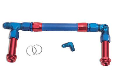 Russell Performance -6 AN to 3/8in Female NPT ProFlex Holley 4150 Dual Inlet Carb Kit (Red/Blue)