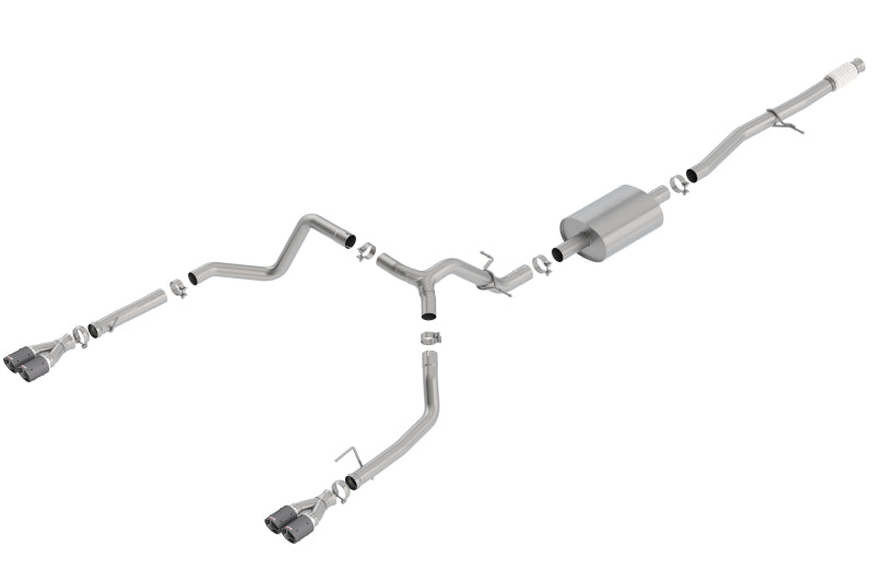 بورلا 2019 شيفروليه سيلفرادو 1500 5.3 لتر V8 CC SB 147.4 بوصة WB S-Type Cat-Back مع أطراف دائرية رباعية CF