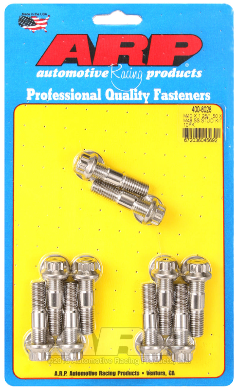 طقم مسامير ARP M10 x 1.25/1.50 x 48 مم مثقوبة من 10 قطع