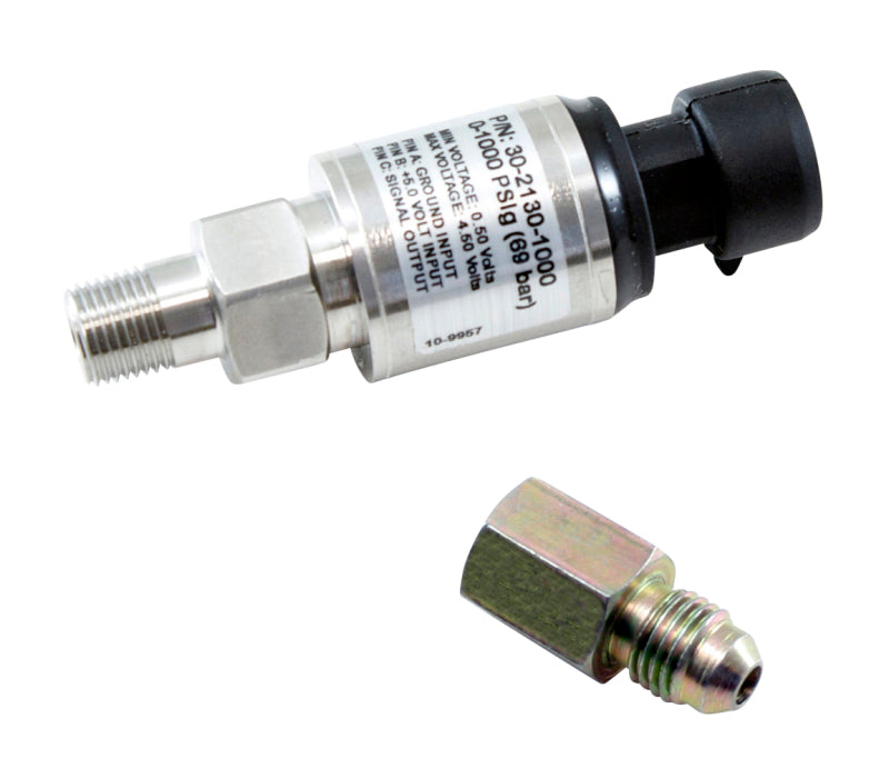 طقم مستشعر AEM 1000 PSIg من الفولاذ المقاوم للصدأ - محول خيط ذكر NPT 1/8 بوصة إلى -4