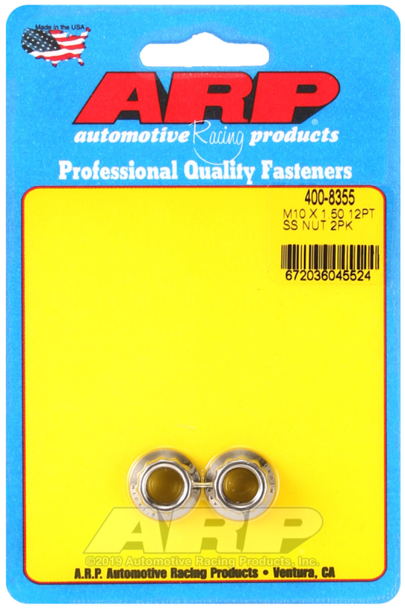 طقم صواميل ARP M10 X 1.50 SS مقاس 12 مم ومقبس 12 نقطة (عبوة من قطعتين)
