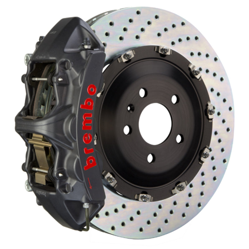 بريمبو موديل S AWD 14+ مع DC (باستثناء المنقوش) Fr GTS BBK 6Pis Cast 380x34 2pc Rotor Drilled-Black HA