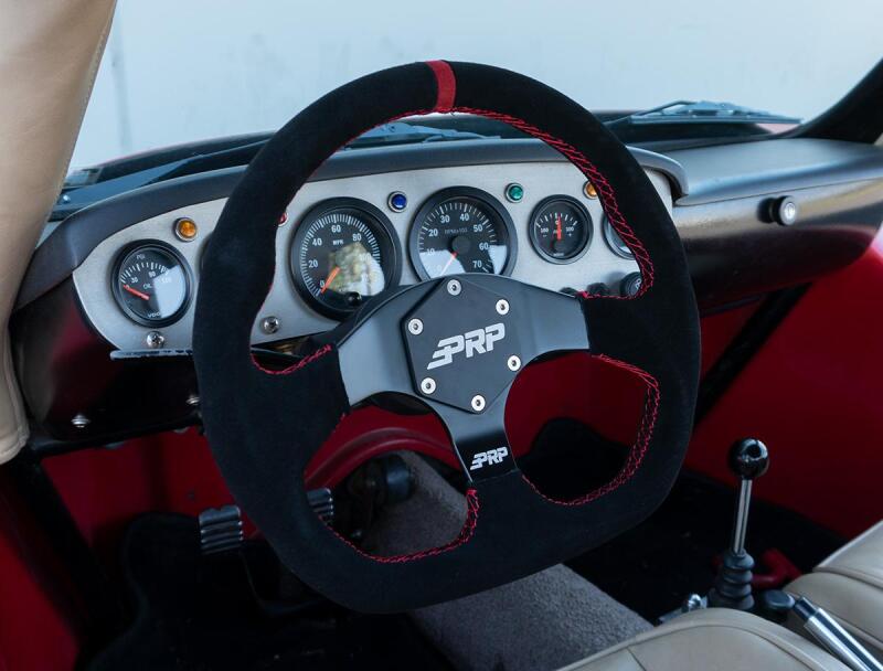 PRP Comp-R D-Shape Suede Steering Wheel - Red