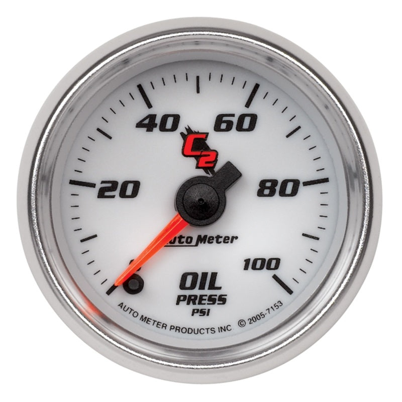 مقياس ضغط الزيت الإلكتروني Autometer C2 مقاس 52 مم و100 رطل لكل بوصة مربعة