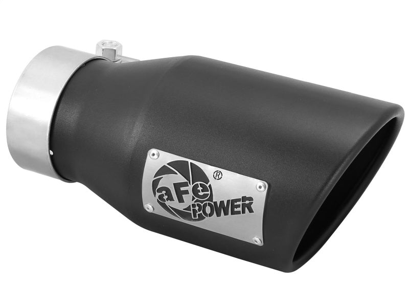 طرف عادم غاز aFe Power أسود - 3 بوصة × 4.5 بوصة × 9 بوصة طويل مثبت بمسامير (أسود)