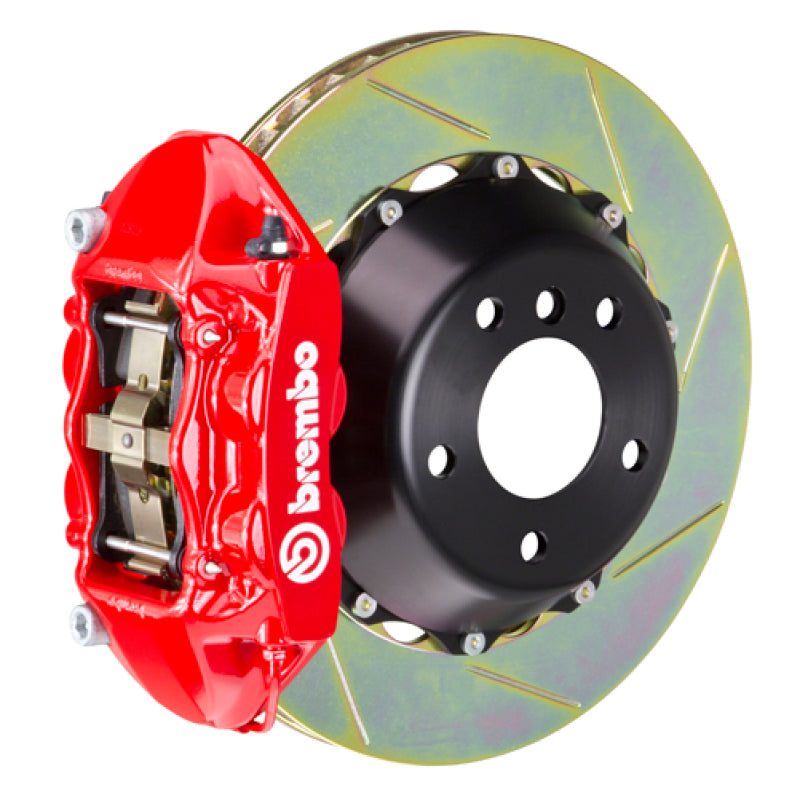 بريمبو 12-16 991.1 C2S (مجهزة بـ PCCB) Rr GT BBK 4Pis Cast 380x28 2pc Rotor Sloted Type1 - أحمر