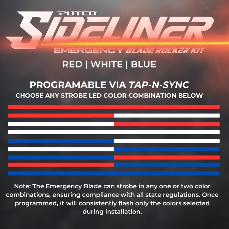 Putco 15-24 Chevrolet Silverado HD Blade Rocker Kits Sideliners - Red/Blue w/ White Override