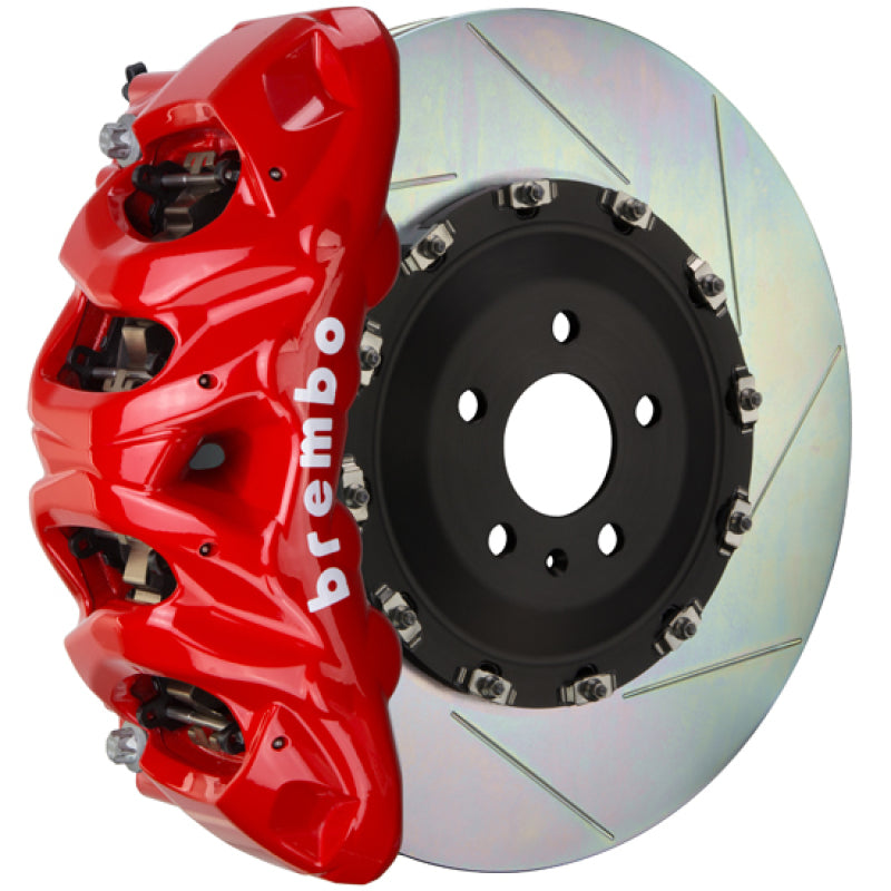 بريمبو 15-20 F150 2WD/4WD (باستثناء رابتور) Fr GT BBK 8Pis Cast 412x38 2pc Rotor Slotted Type1-Red