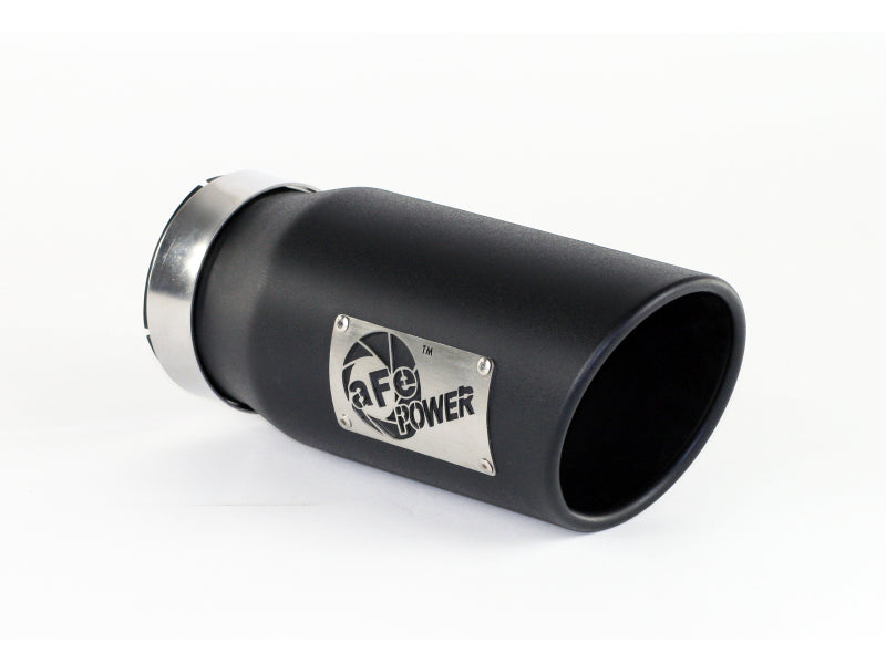طرف عادم ديزل aFe Power أسود - 4 بوصة للداخل × 5 بوصة للخارج × 12 بوصة طويل مثبت بمسامير (يمين)