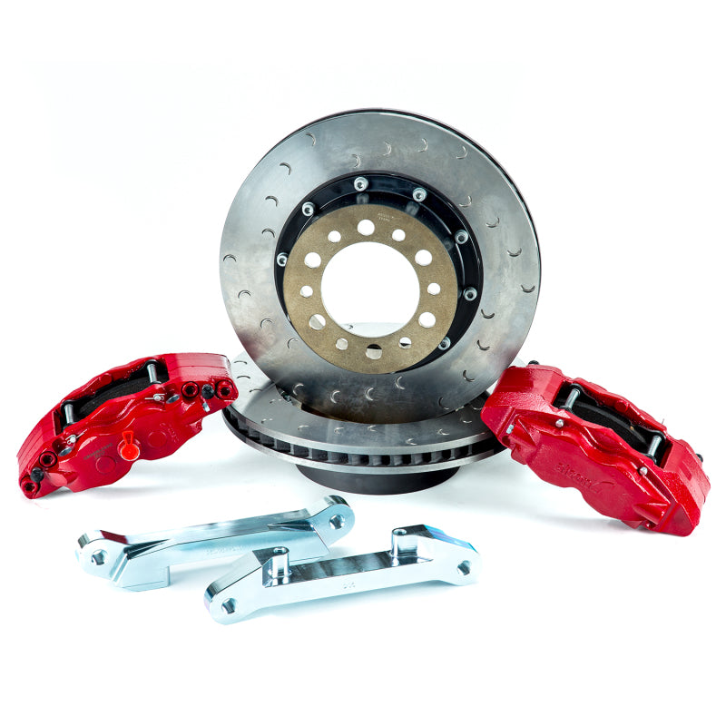 Alcon 2007+ Jeep JK w/ 6x5.5in Hub 355x22mm Rotor 4-Piston Calipers Rear Brake Upgrade Kit - Red