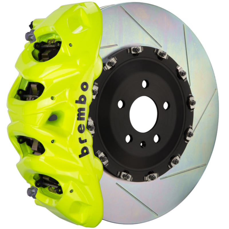بريمبو F150 2015-2020، دفع ثنائي/رباعي (باستثناء رابتور)، Fr GT BBK 8Pis Cast 412x38، قطعتان، فتحة Rtr، نوع 1-Fluo، أصفر