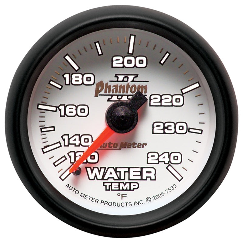 مقياس درجة حرارة الماء الميكانيكي Autometer Phantom II مقاس 2-1/16 بوصة، 120-240 درجة فهرنهايت