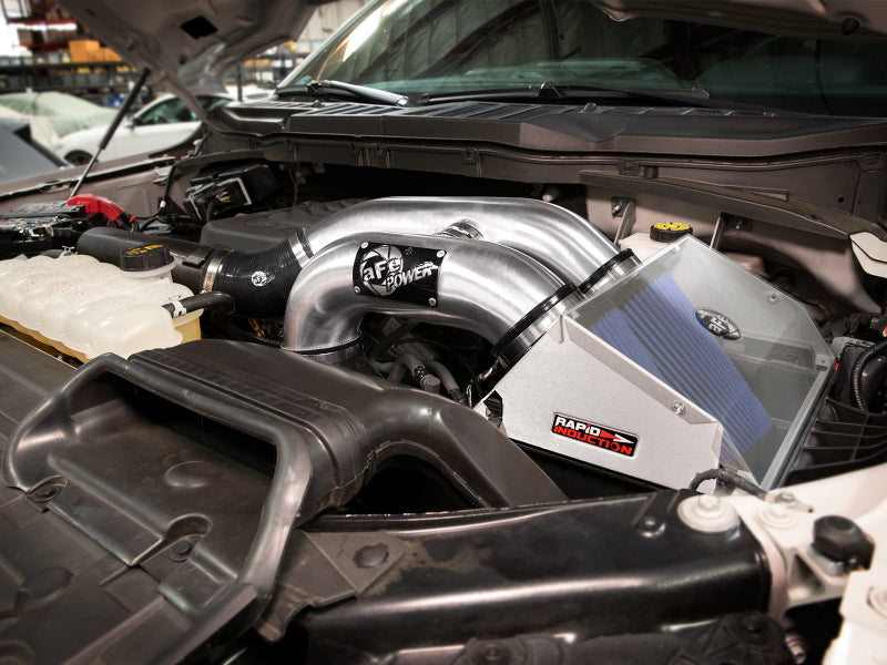 نظام سحب الهواء البارد aFe Rapid Induction Pro 5R مصقول 21-22 Ford F-150 Raptor V6-3.5L (tt)
