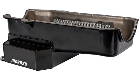Moroso 80-85 Chevy Small Block/Dart (w/2 Pc Seal) Road Race Wet Sump 7qt 7.5in Steel Oil Pan - Black