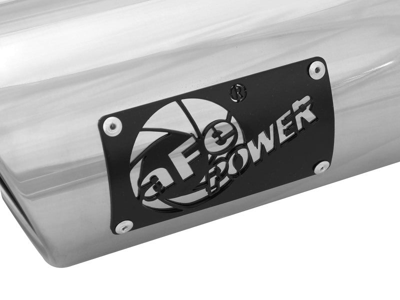 طرف عادم مصقول من الفولاذ المقاوم للصدأ aFe MACHForce-XP 304 مقاس 3.5 بوصة × 4.5 بوصة للخارج × 12 بوصة للطول بمشبك
