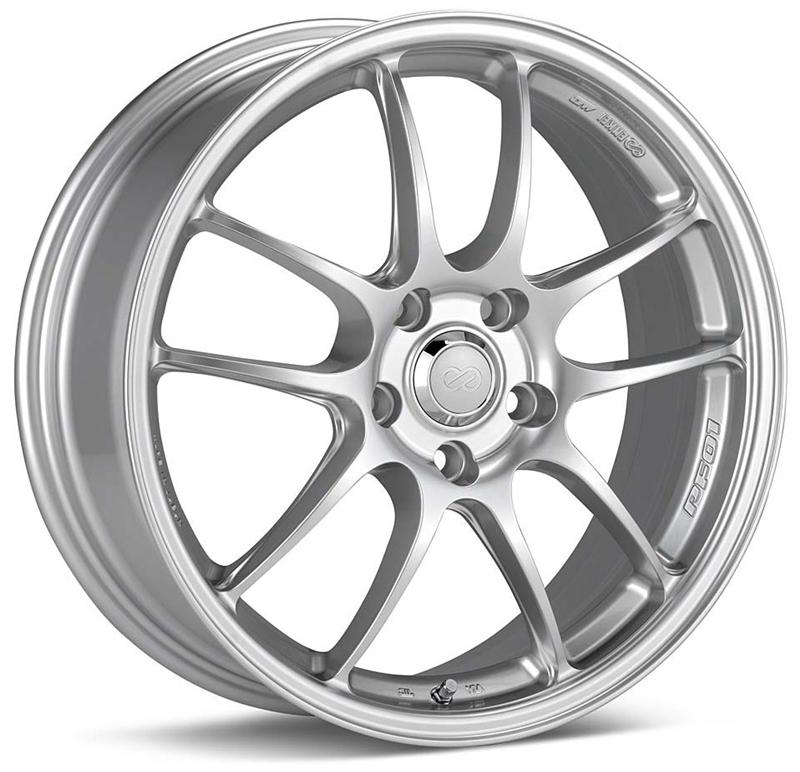 Enkei PF01 18x8.5 48mm Offset 5x114.3 Bolt Pattern 75 Bore Dia Silver Wheel 08-10 Subaru STI