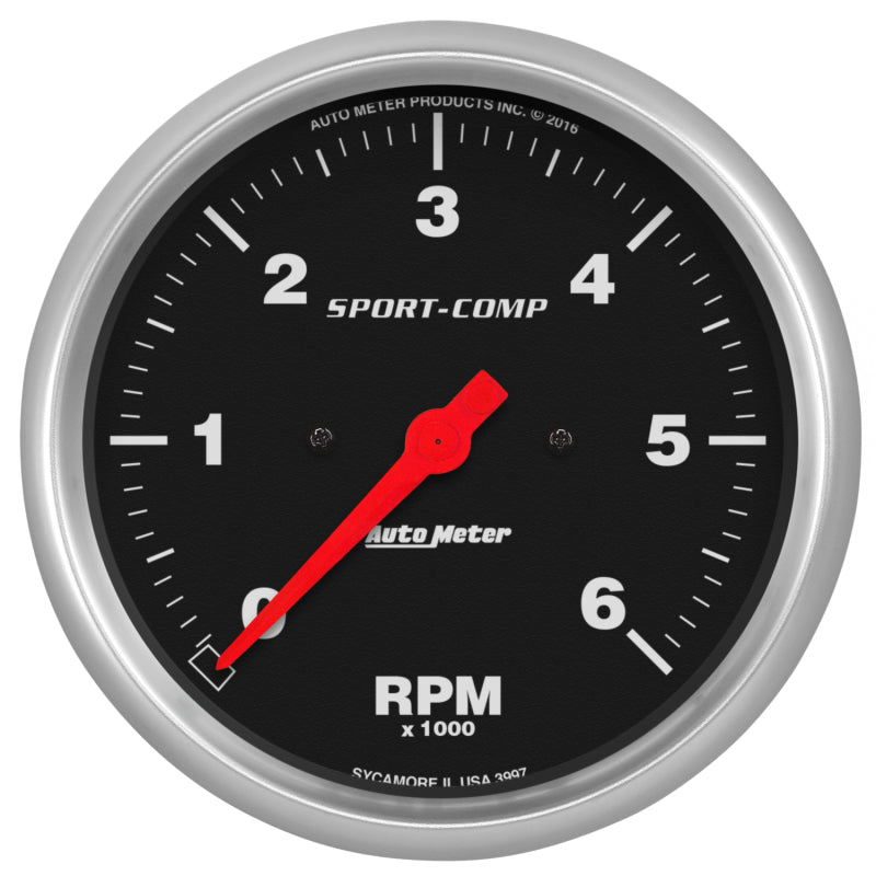 مقياس سرعة الدوران AutoMeter Sport-Comp، 5 بوصات، 0-6000 دورة في الدقيقة، مثبت في لوحة القيادة