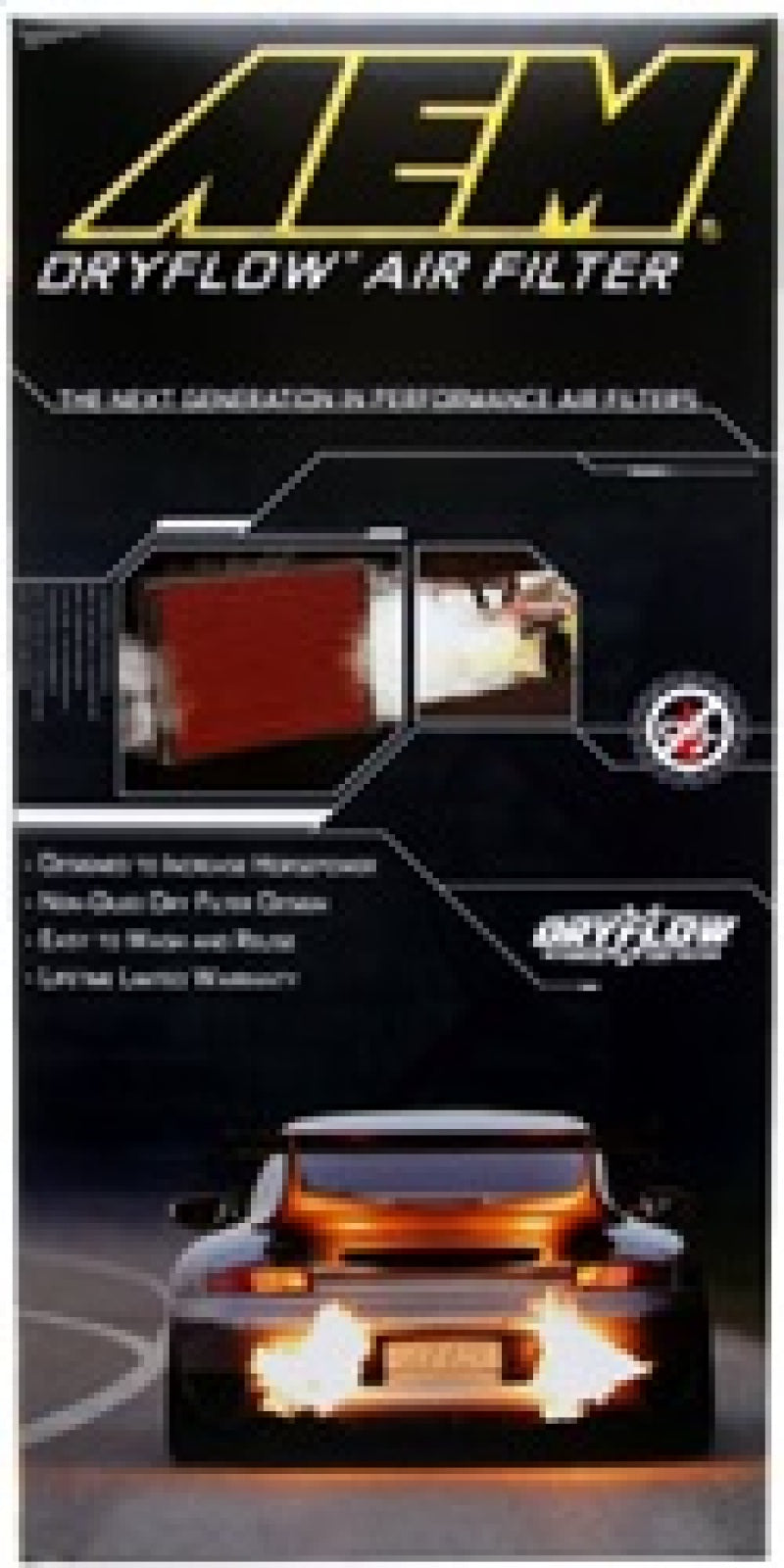 فلتر هواء AEM DryFlow مقاس 14.313 بوصة O/SL × 6.625 بوصة O/SW × 1.5 بوصة H