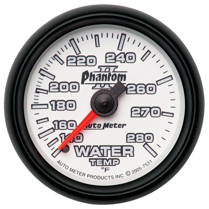 مقياس درجة حرارة الماء الميكانيكي Autometer Phantom II مقاس 52.4 مم، 140-280 درجة فهرنهايت