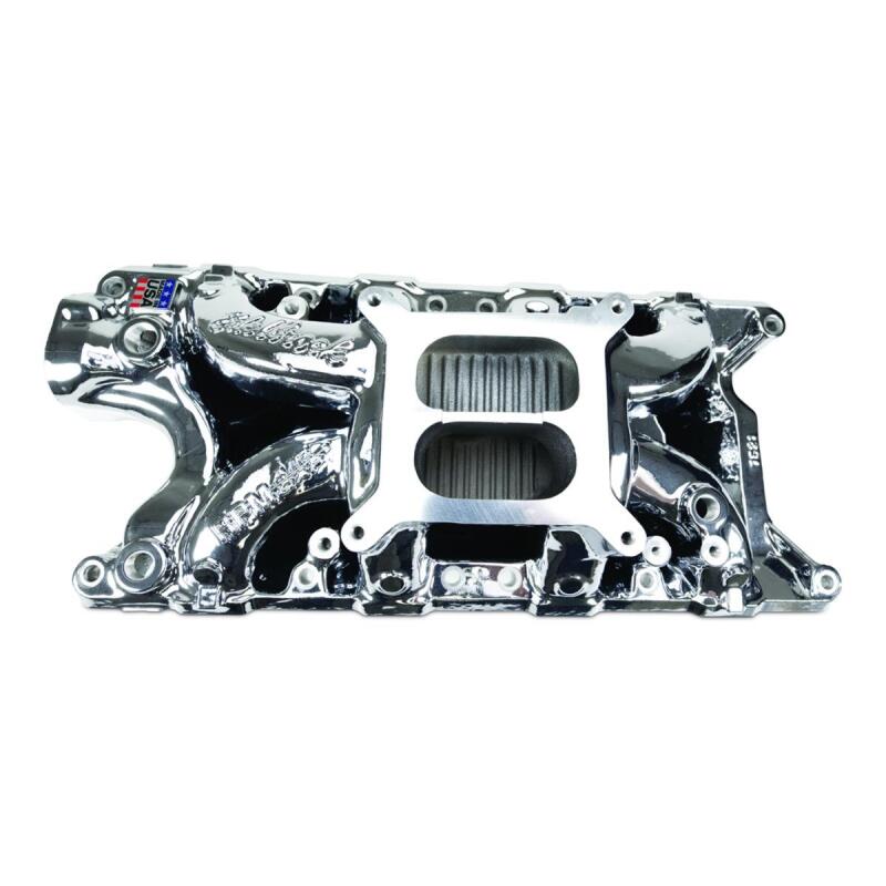 Edelbrock Ford SB 302 Performer RPM Intake Manifold - Chrome Plasma Finish