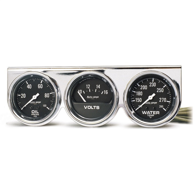 وحدة تحكم كروم Autometer AutoGage مقاس 52.4 مم ميكانيكية 0-100 رطل لكل بوصة مربعة مكبس زيت/ 10-16 فولت / 130-280 درجة مئوية درجة حرارة الماء