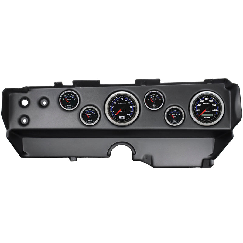 طقم لوحة القيادة أوتوميتر كوبالت 70-74 E-Body/Cuda/Challenger، 6 قطع، سرعة الدوران/ميل في الساعة/الوقود/الزيت/WTMP/الفولت