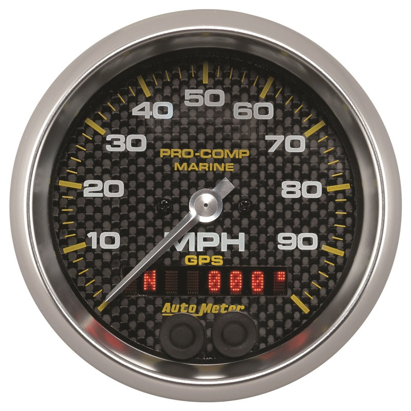 عداد سرعة GPS من ألياف الكربون البحرية من Autometer مقاس 3-3/8 بوصة بسرعة 100 ميل في الساعة