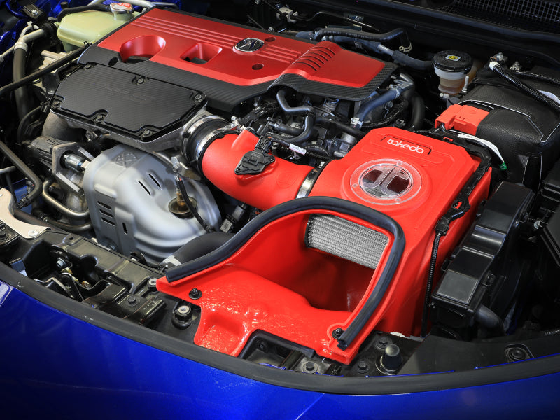 نظام سحب الهواء البارد من طراز aFe 23-24 Honda Civic Type R Takeda Momentum Red Edition مع فلتر Pro DRY S