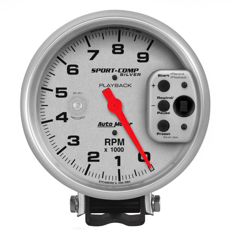 مقياس سرعة الدوران AutoMeter مقاس 5 بوصات، 9000 دورة في الدقيقة، قاعدة مع خاصية تشغيل الدورات في الدقيقة، خفيف الوزن للغاية