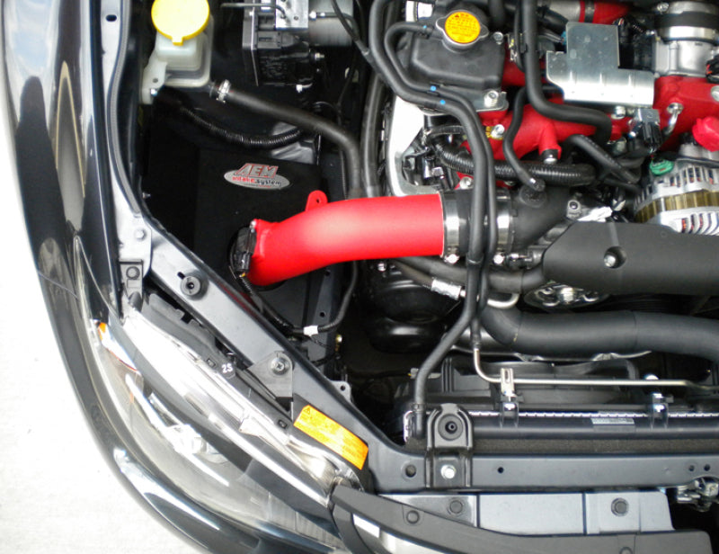مدخل هواء بارد أحمر متجعد لسيارة AEM WRX/STi موديل 08-11