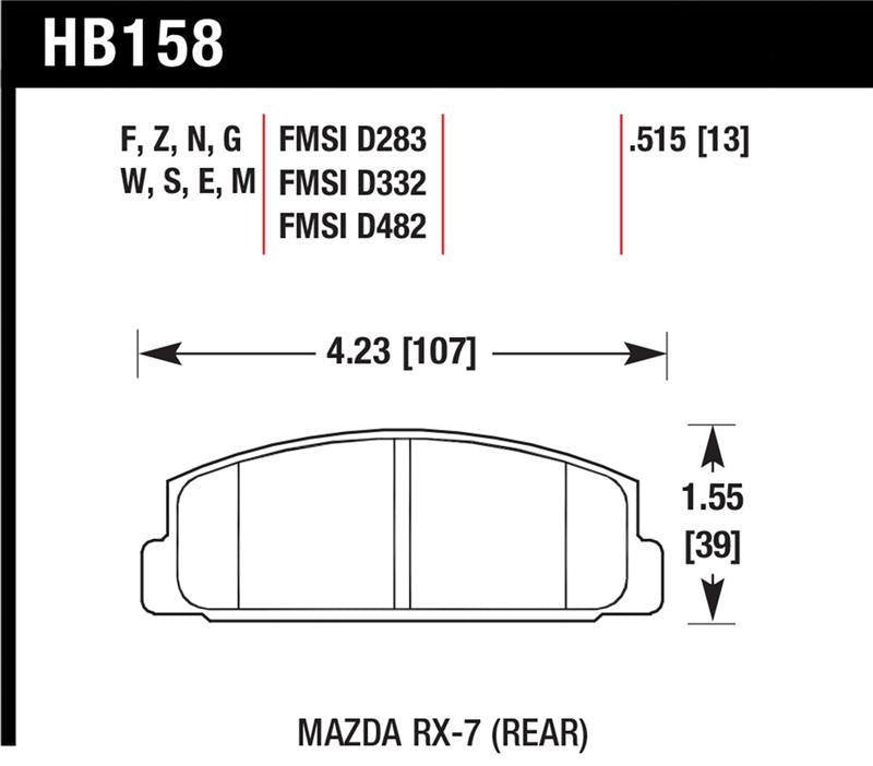 Hawk 2003-2005 Mazda 6 HPS 5.0 Rear Brake Pads