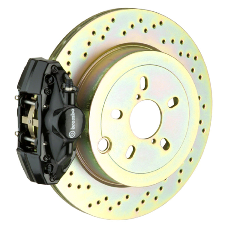 بريمبو 92-98 318i/325i/328i خلفي GT BBK 2 مكبس مصبوب قطعتين 294x19 قطعة واحدة دوار مثقوب - أسود