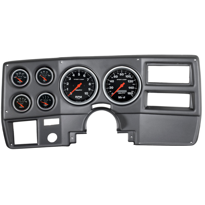 طقم لوحة القيادة Autometer Sport-Comp 73-83 Chevy Truck/Suburban، 6 قطع، سرعة الدوران/ميل في الساعة/الوقود/الزيت/WTMP/الفولت