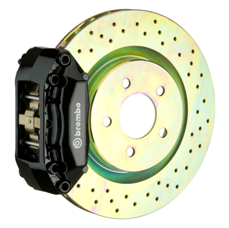 إطارات Brembo Focus S/SE/SEL/Titanium 11-18 أمامية GT BBK 4 مكابس مصبوبة قطعتان 310x28 قطعة واحدة دوار مثقوب - أسود