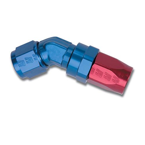 Russell Performance -8 AN Red/Blue 120 Degree Full Flow Swivel Hose End (With 3/4in Radius)